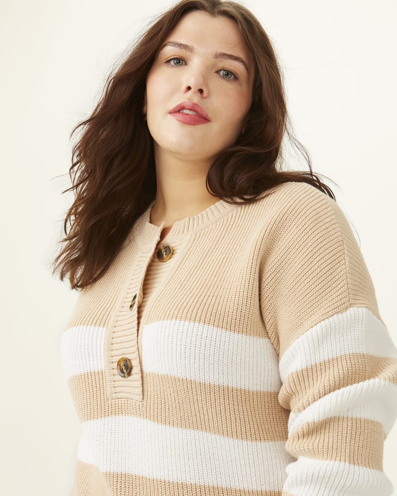Tan and white striped sweater best sale